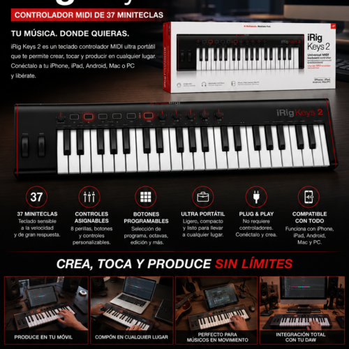 IRIG KEYS 2 Controlador MIDI de 37 miniteclas  IP-IRIG-KEYS2-IN