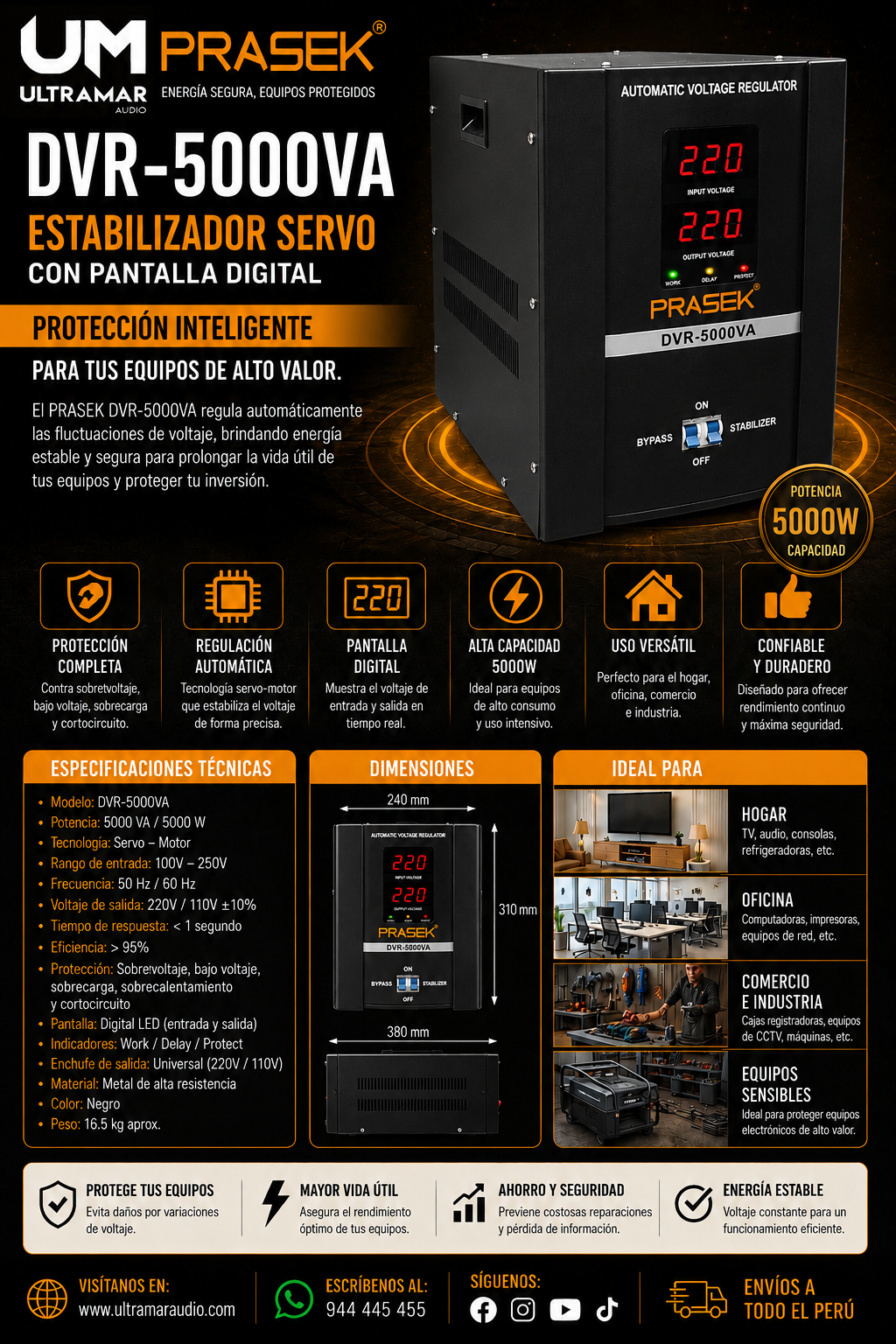 PRASEK DVR-5000VA ESTABILIZADOR
