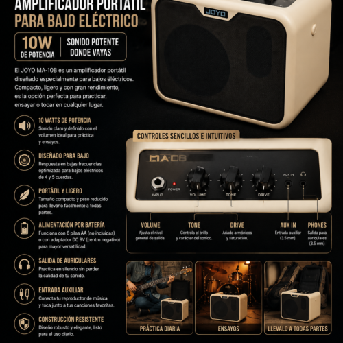 JOYO MA-10B Amplificador Portable para Bajo Eléctrico 10W