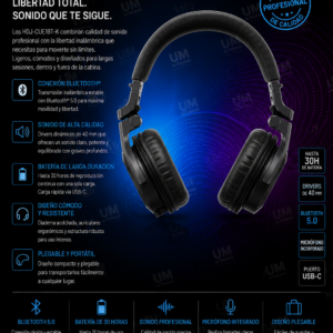 Pioneer DJ HDJ-CUE1-BT-K Auriculares Bluetooth para DJ – Negro