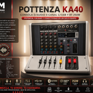 POTTENZA KA40 CONSOLA D/AUDIO 4CANAL.C/USB Y BT 25OW