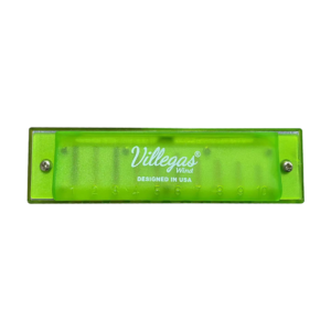 VGS-H10/GR VILLEGAS ARMONICA VERDE 10 AGUJEROS/DOBLE FILA C/PROTECTOR ABS