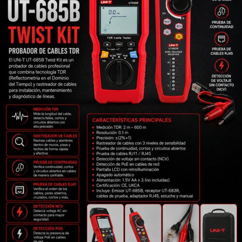 UNI-T| UT-685B TWIST KIT PROBADOR DE CABLES TDR