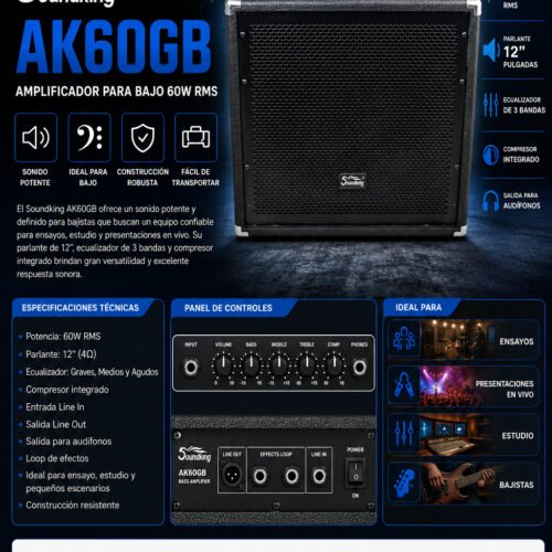 SOUNDKING AK60GB Amplificador para bajo 60W RMS