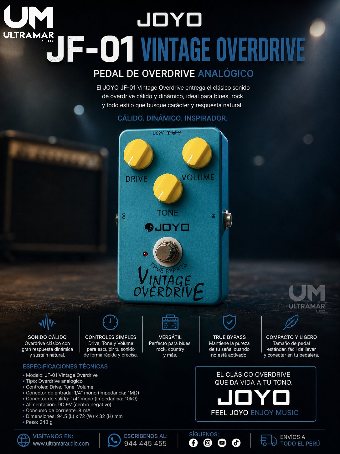 JOYO JF-01 Pedalera de Efectos VINTAGE OVERDRIVE