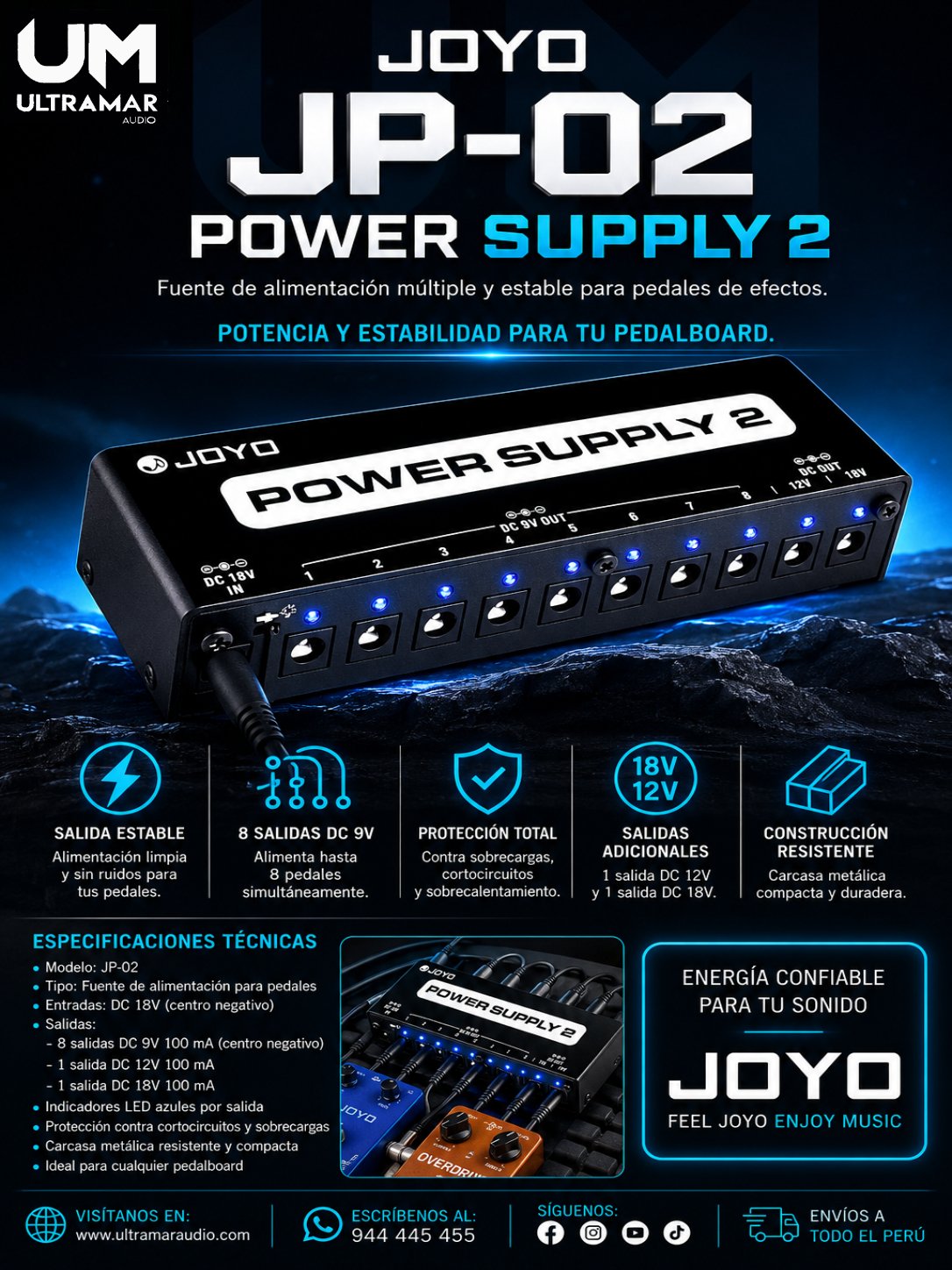 JOYO JP-02 Fuente de Alimentación para Efectos