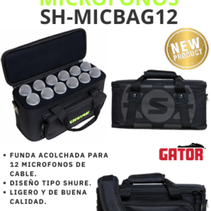Gator |SH-MICBAG-12 bolsa acolchada profesional para 12 micrófonos