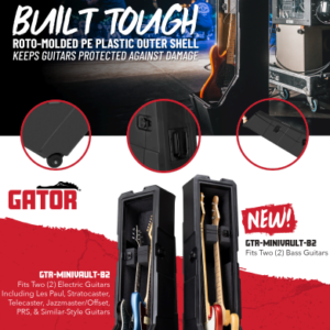 GATOR| GTR-MINIVAULT-B2 FITS TWO – Estuche rígido para 2 guitarras o bajos