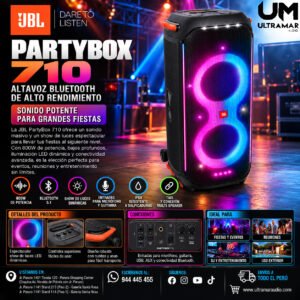 JBL PartyBox 710 – Sistema de Sonido para Fiestas de 800W RMS con Show de Luces RGB y Conectividad Bluetooth