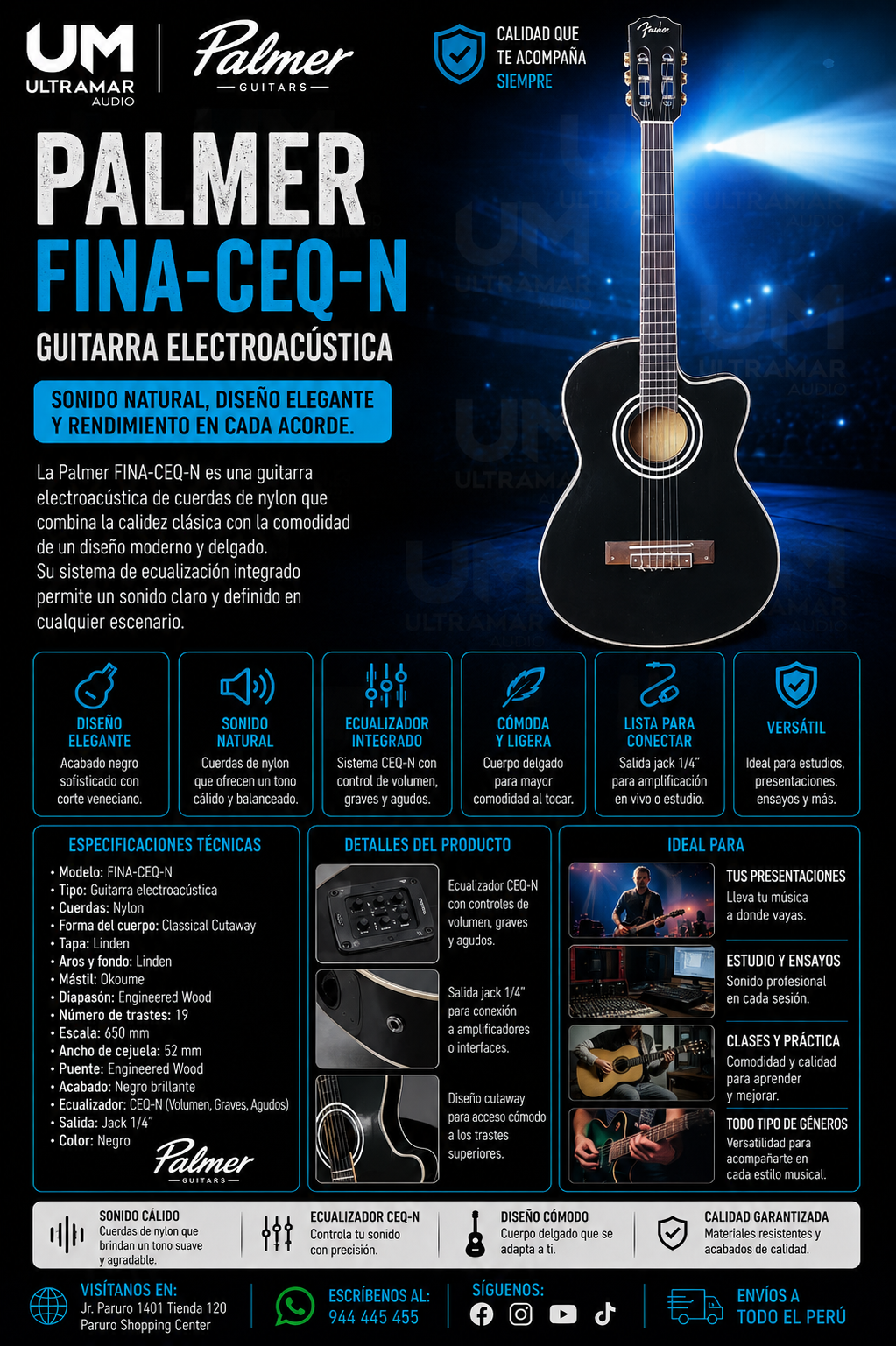 PALMER FINA-CEQ-N Guitarra Electroacústica