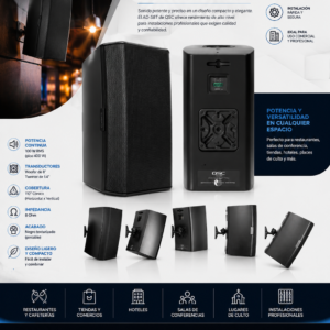 QSC AD-S8T-BK  8" NEGRO Two-way surface speaker, 70/100V