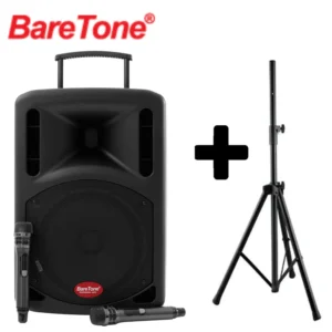 BARETONE MAX15EX PARLANTE PORTÁTIL 300W RMS EFECTOS DE MICRÓFONO + SOPORTE