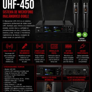 Mackenzie UHF-450 Sistema de Micrófono Inalámbrico Doble