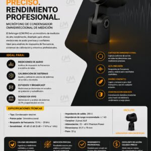 BEHRINGER ECM PRO Micrófono de condensador de medición ultralineal para calibración de monitores de estudio