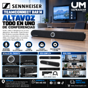 SENNHEISER TEAMCONNECT BAR M Altavoz todo en uno de conferencias con micrófonos y cámara incorporados