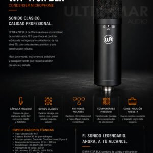 WARM AUDIO   WA-47JR BLK CONDENSER MICROPHONE