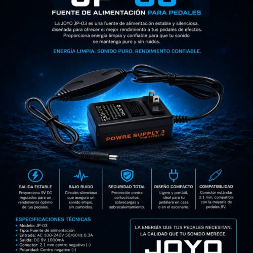 JOYO JP-03 FUENTE DE ALIMENTACIÓN P/ EFECTOS C/UNA SALIDA DE 9V/2A