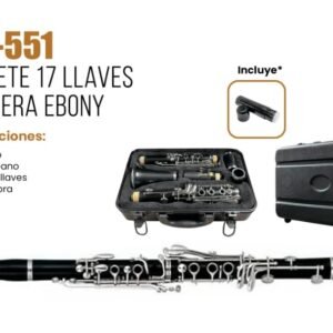 RISETONE JBCL-551 CLARINETE 17 LLAVES DE MADERA EBONY