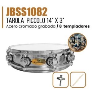 RISETONE  JBSS1082 TAROLA PICCOLO ACERO CROMADO GRABADA 14" x 3.5" C/BAQUETA