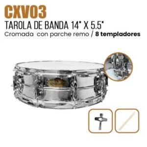 RISETONE  CXV03 TAROLA DE BANDA CROMADA 14" x 5.5" C/PARCHE REMO