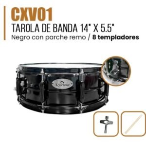 RISETONE  CXV01  TAROLA DE BANDA COLOR NEGRO 14" x 5.5" C/PARCHE REMO