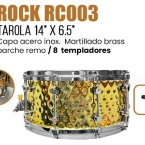 RISETONE ROCK  RC003  TAROLA 14"x6.5" CAPA ACERO INOX. MARTILLADO BRASS P/REMO