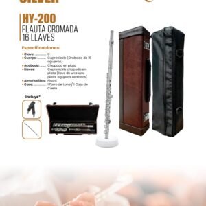 RISETONE  HY-200 FLAUTA CROMADA 16 LLAVES, ALMOHADILLAS PISONI