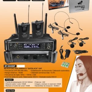 BATBLACK   BT-M40BP micrófono inalámbrico UHF