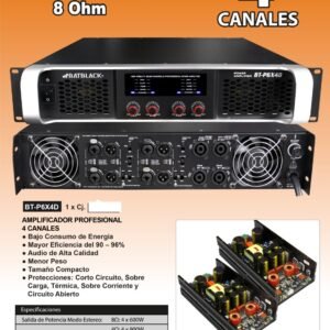 BATBLACK BT-P6X4D AMPLIFICADOR PROFESIONAL 4 Canales 8 Ohm