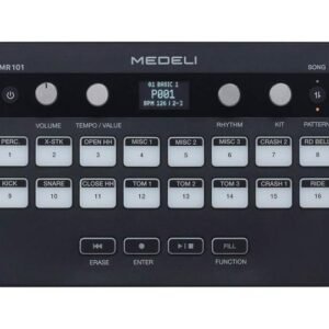 MEDELI MR101 Caja de ritmos, 16 pads sensibles al tacto, alimentación por USB-C o batería
