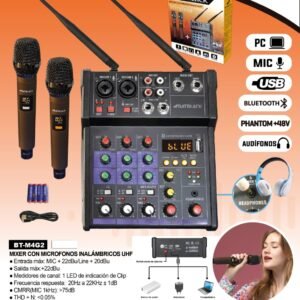 BATBLACK BT-M4G2 MIXER CON MICROFONO PROFESIONAL