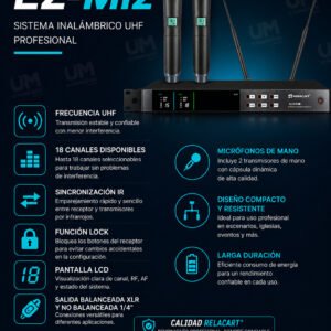 RELACART EZ.Mi2 Sistema dual de micrófono inalámbrico true diversity