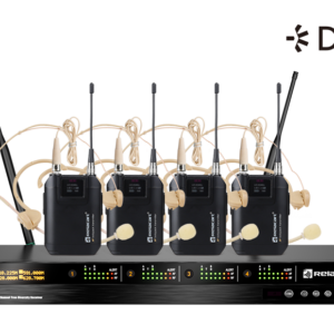 RELACART UR-2Q (4Body+4Vincha): Sistema Inalambrico de 4 canales, 4 Bodypacks 4 Micrófonos de Diadema