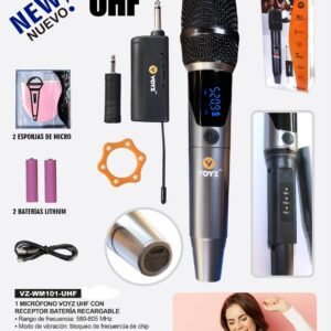 VOYZ VZ-WM101-UHF  MICROFONO INALAMBRICO RECARGABLE BATERIA LITIUM