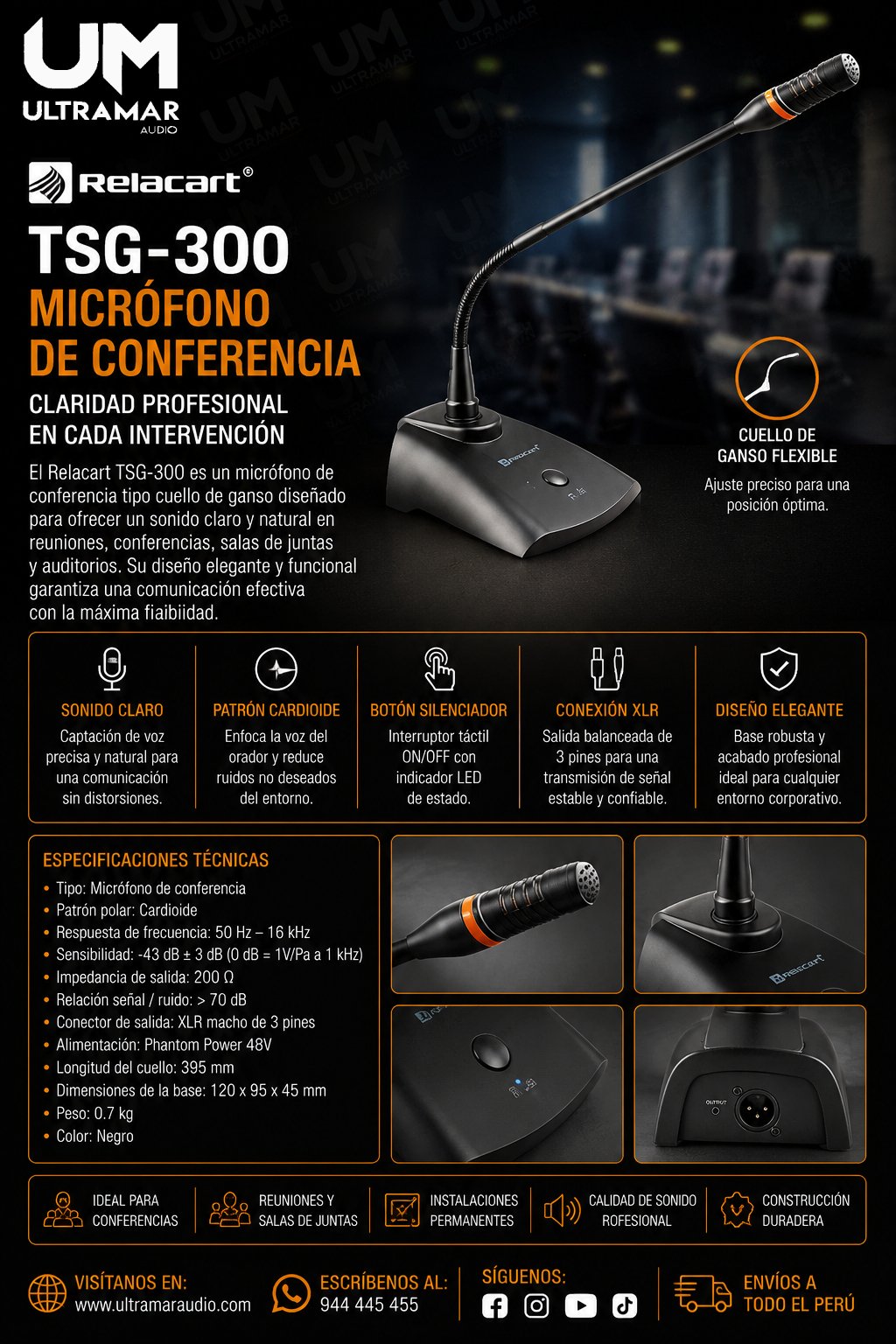 RELACART TSG-300 Micrófono de conferencia