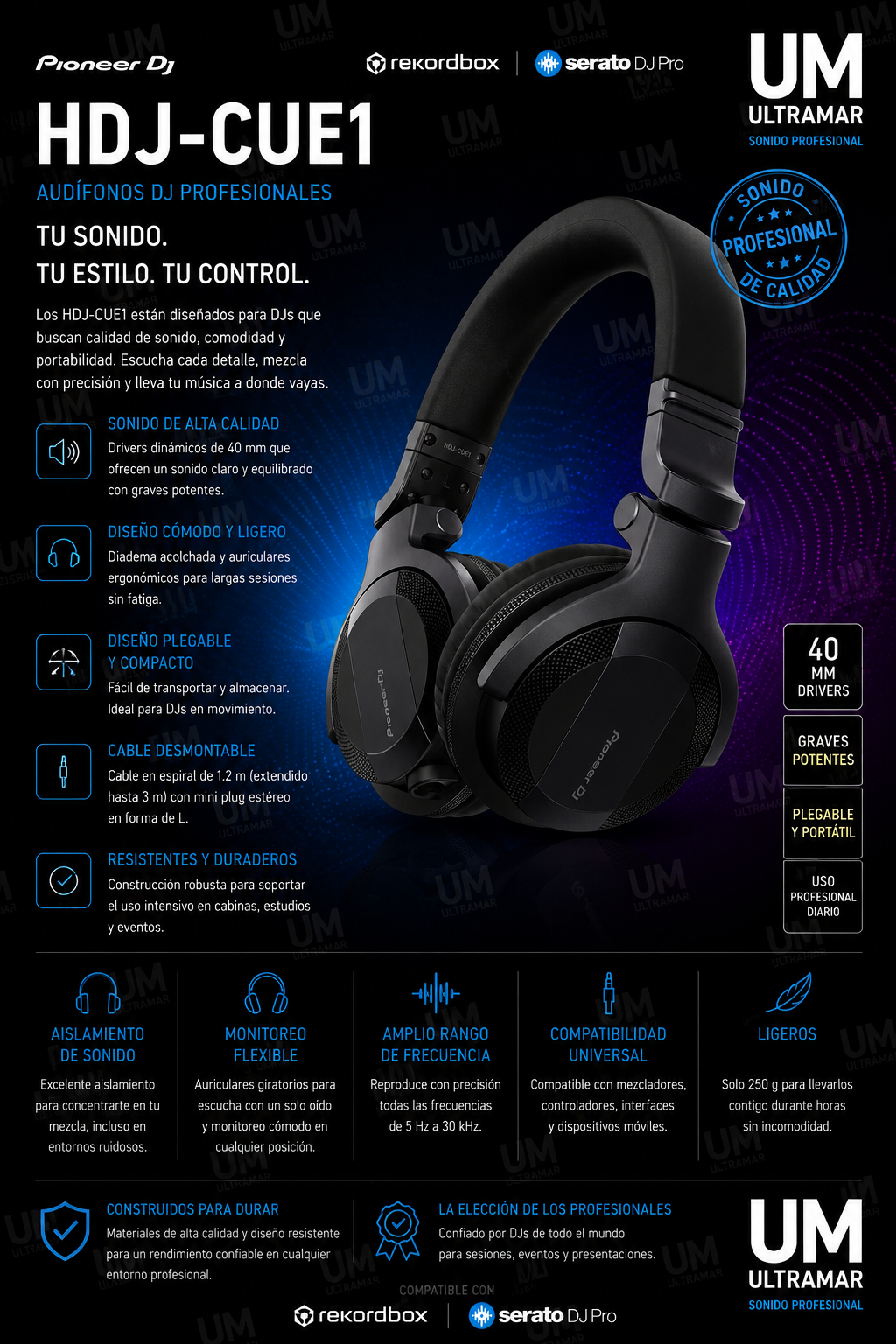 PIONEER HDJ-CUE1 Audífonos para DJ
