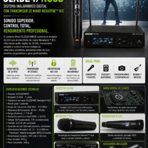 Micrófono Inalámbrico SHURE SLXD24/N8CB Sistema Con Transmisor de Mano Nexadyne ™ 8/C