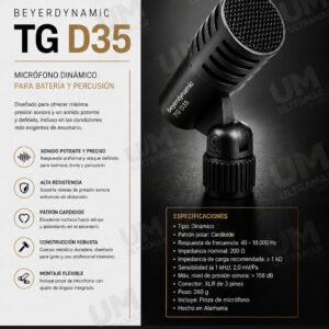 BEYERDYNAMIC TG D35 Micrófono dinámico para batería (supercardioide)