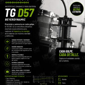 BEYERDYNAMIC TG D57 Micrófono de Condensador Cardioide para Percusión