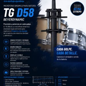 BEYERDYNAMIC TG D58 Micrófono de Condensador Cardioide para Percusión