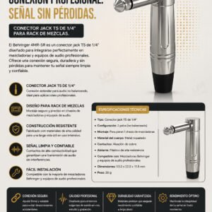 Behringer 4MR-SR Conector macho TS profesional en ángulo recto de 1/4"