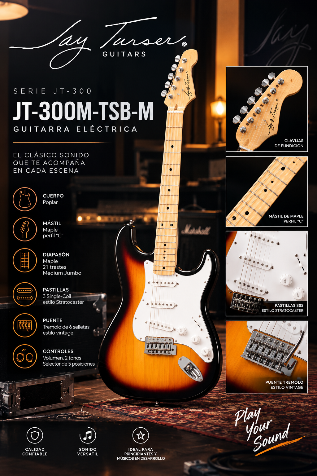 Jay Turser JT-300M-TSB-M-U | Guitarra Eléctrica