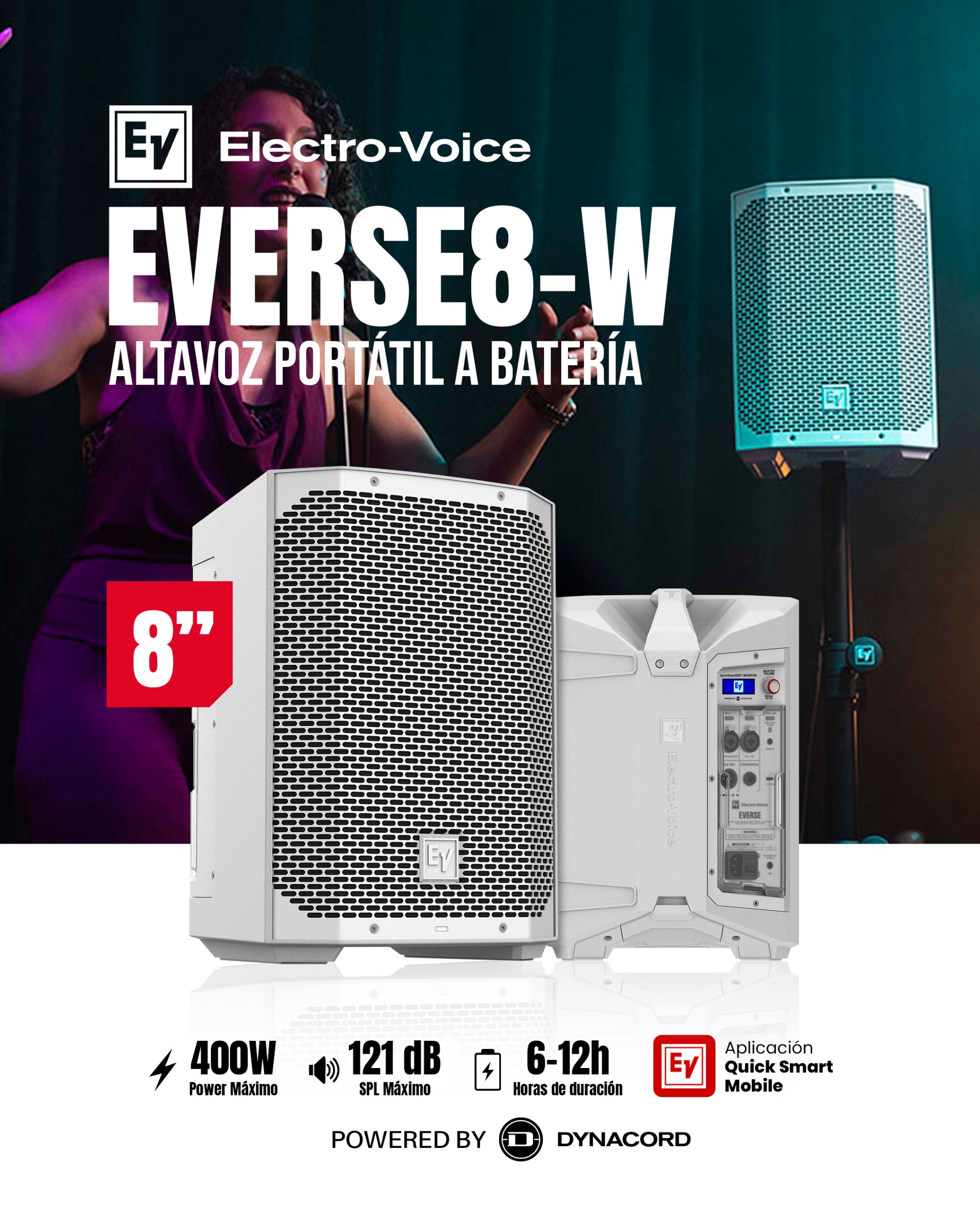 ELECTRO VOICE EVERSE 8 W Altavoz a batería resistente a la intemperie con audio y control Bluetooth®