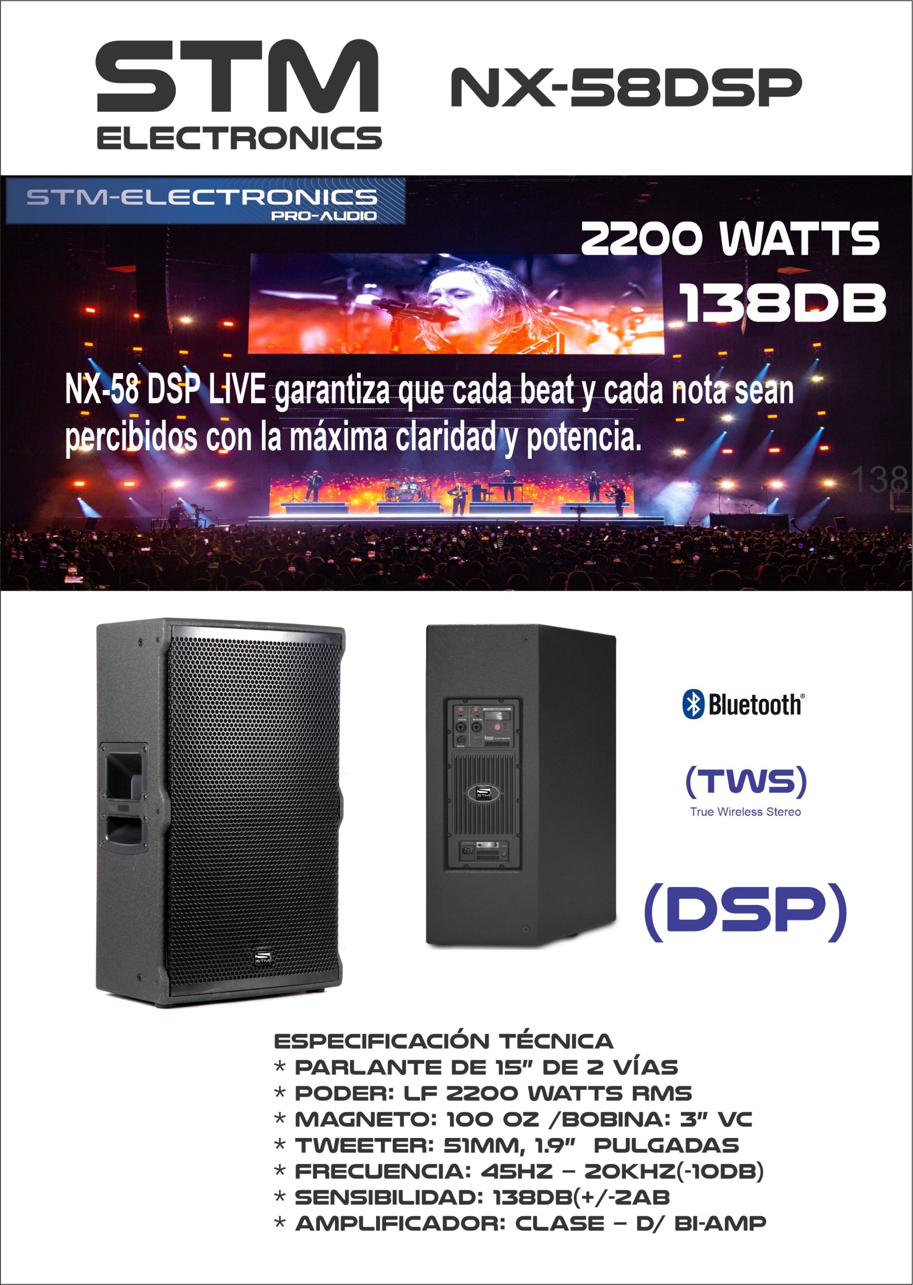 STM ELECTRONICS NX 58 DSP Activo 15 pulgadas