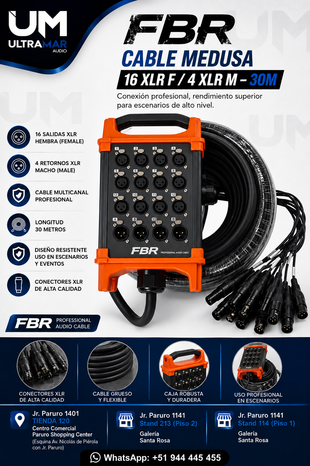 FBR CABLE MEDUSA 16 XLR F / 4 XLR M – 30M - Imagen 2
