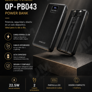 OPALUX  OP-PB043  POWER BANK PORTATIL 10000MAH CON CARGA RAPIDA