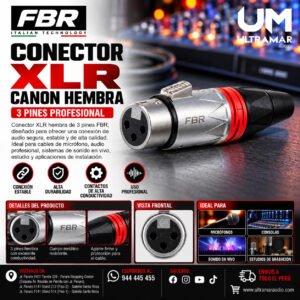 FBR Conector XLR Canon Hembra 3 Pines Profesional (Caja x25)
