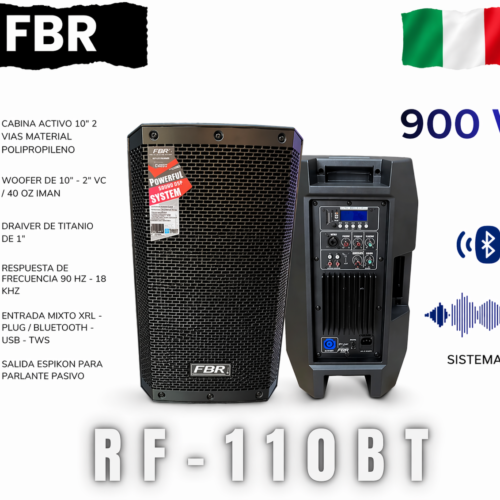 FBR Parlante Activo 900W RF-110BT 10” Bluetooth Profesional