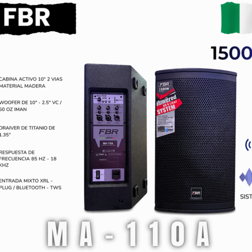 FBR Parlante Activo 1500W MA-110A 10” Bluetooth Profesional