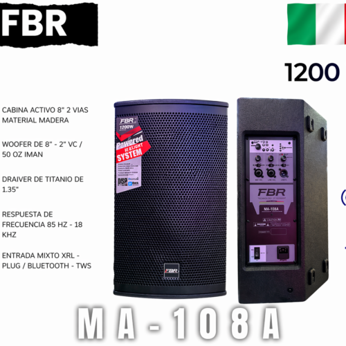 FBR Parlante Activo 1200W MA-108A 8” Bluetooth Profesional